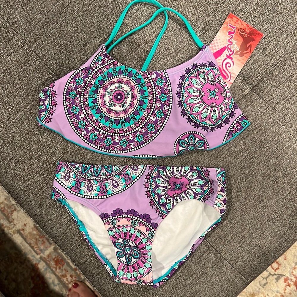 Brand NWT girls 7 two piece swimsuit